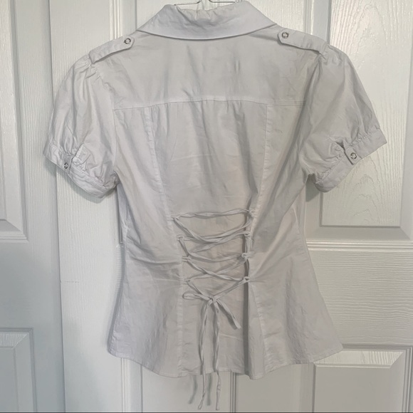 Embellished Lace Back Button-up Bodice Top - Picture 2 of 8